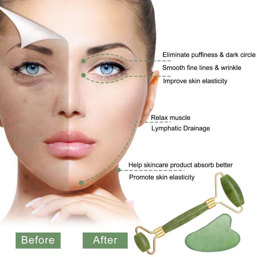 Jade roller before and after results