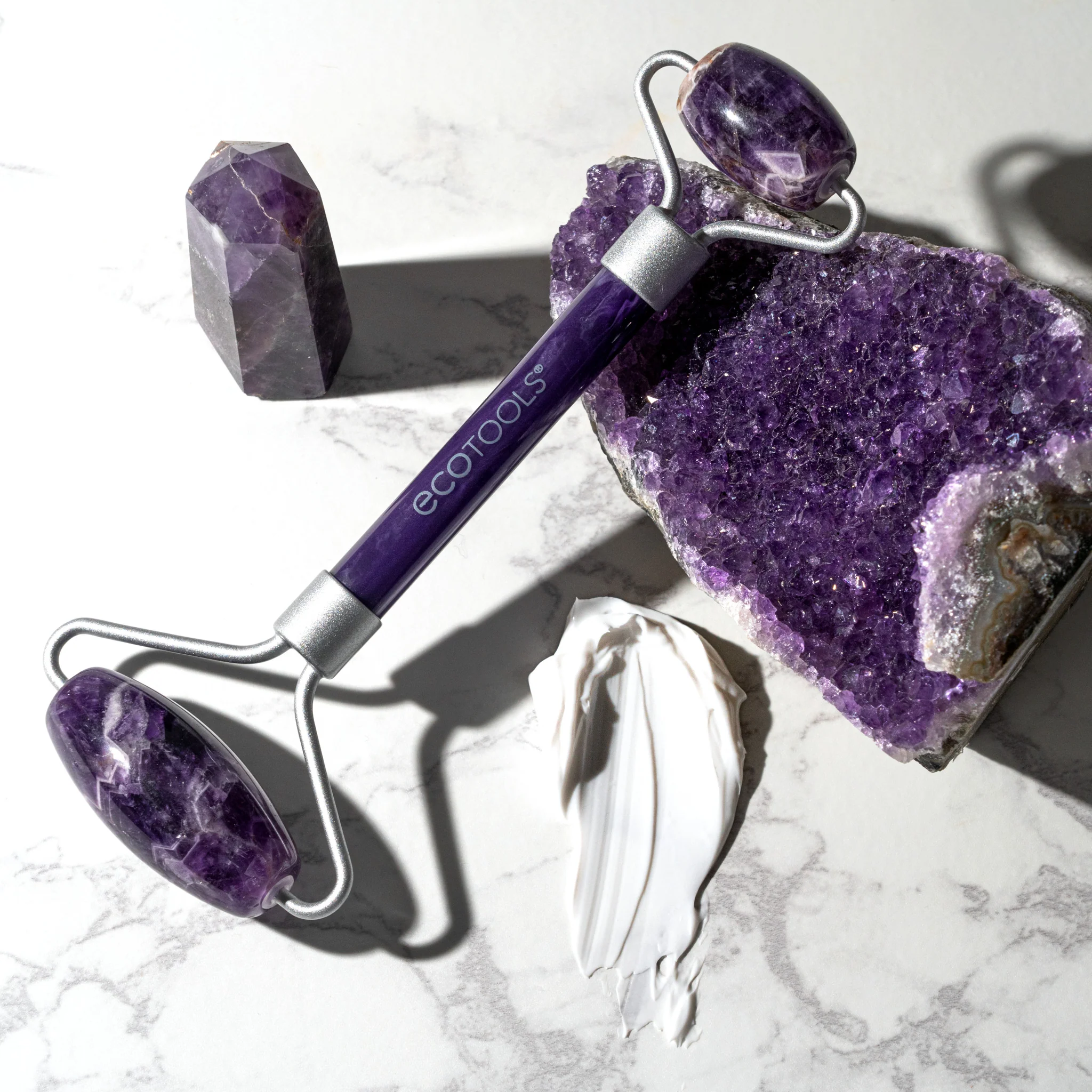 Amethyst stone close-up showing color variation