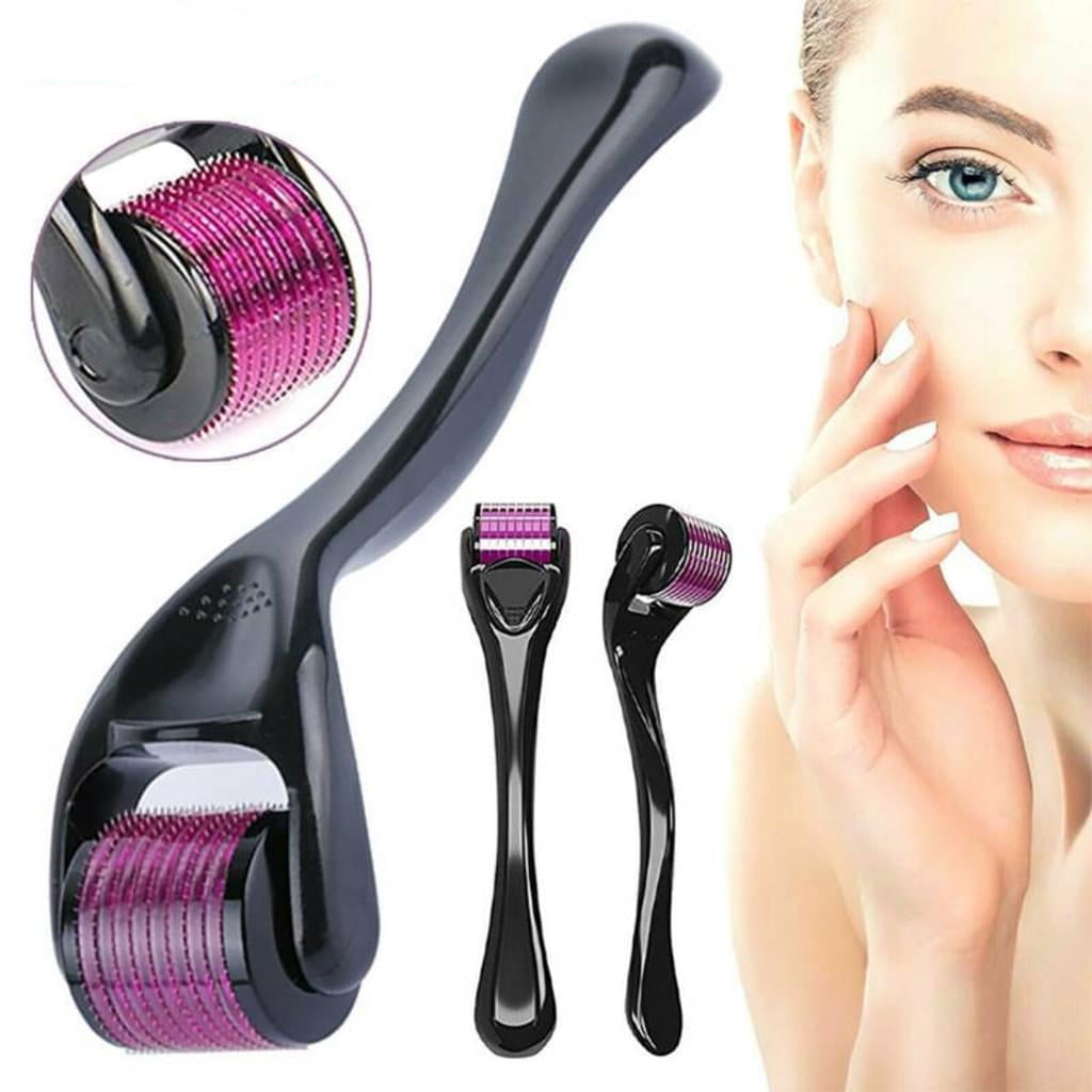 Microneedling derma roller close-up with measurement scale