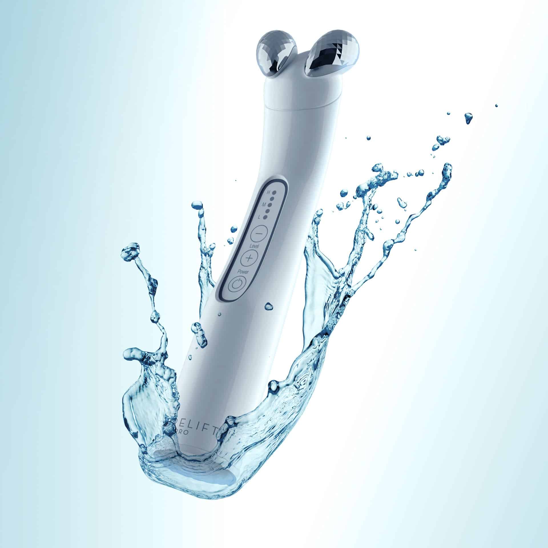 NuFACE microcurrent device in use on jawline