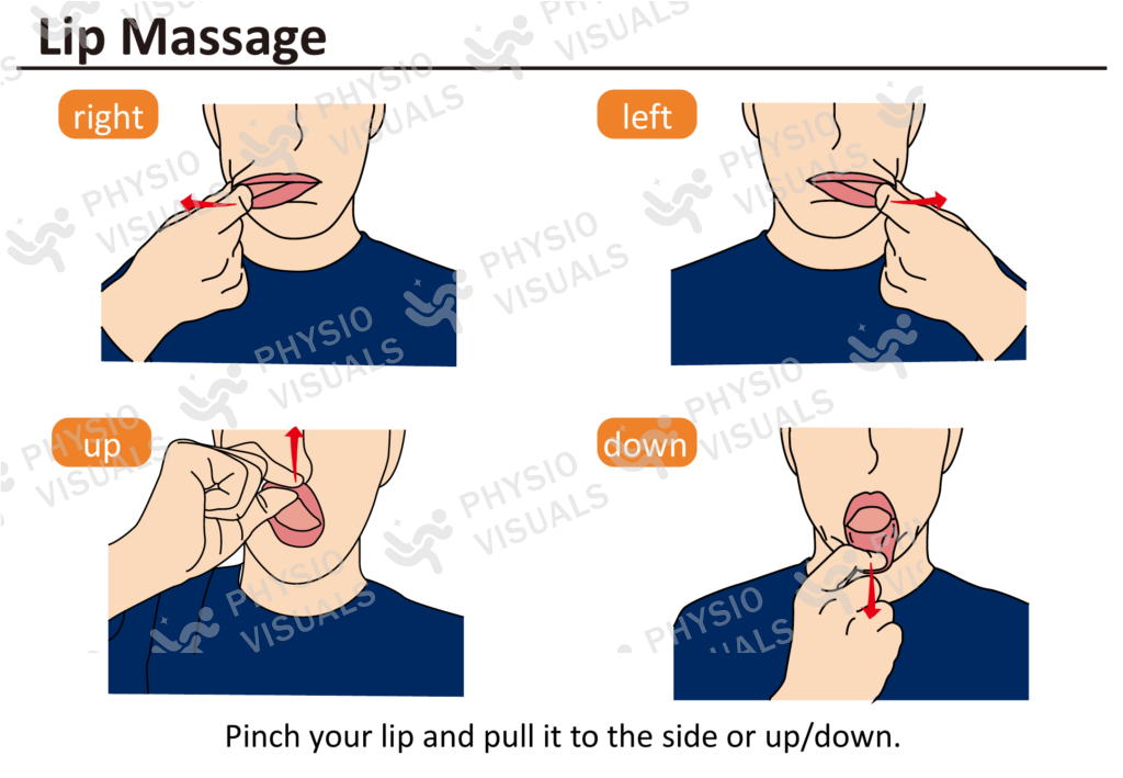 Woman using jade roller around lip area
