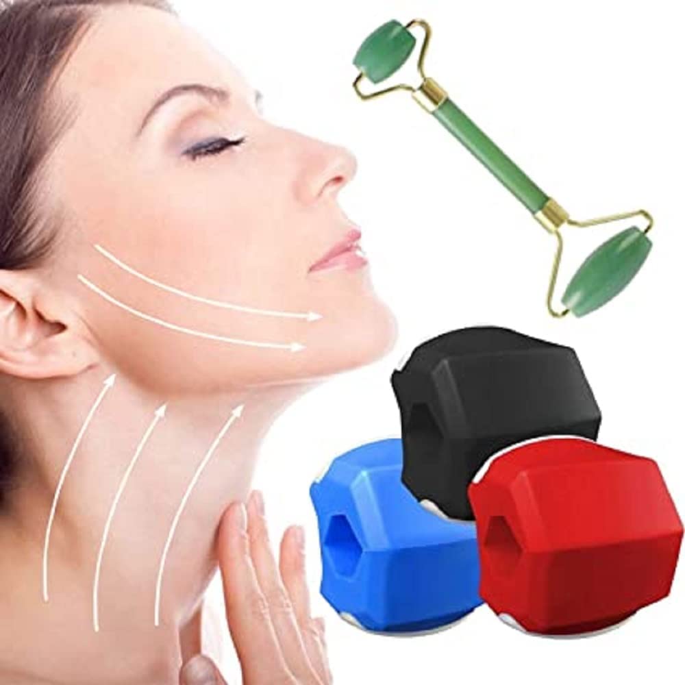 A jade roller applied under the chin along the jawline