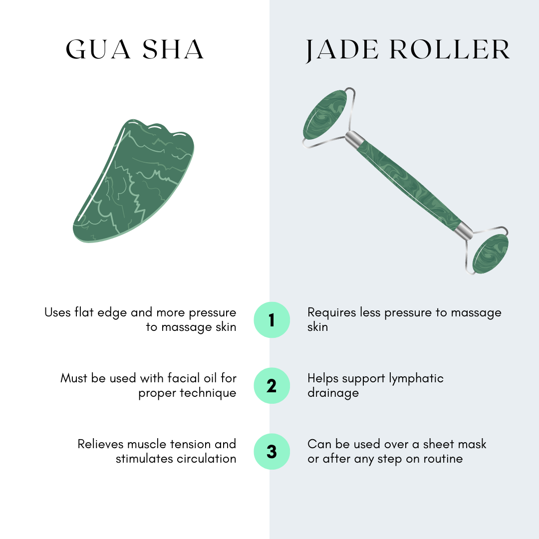 A black jade roller and a green jade roller side by side