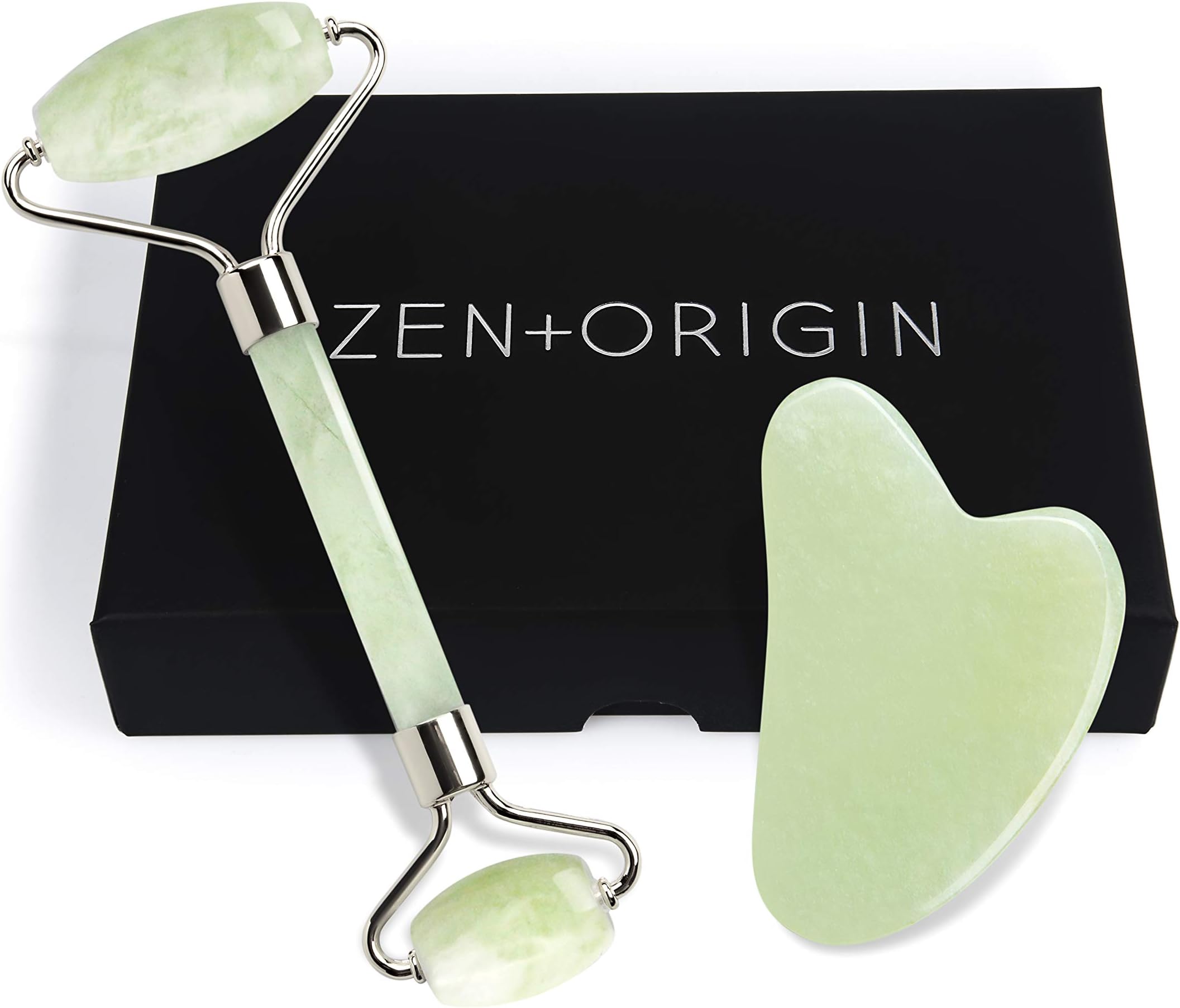 jade roller and gua sha side by side