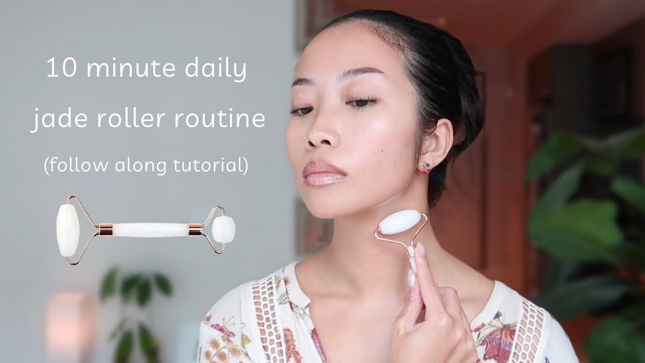 jade roller morning sequence from neck to face