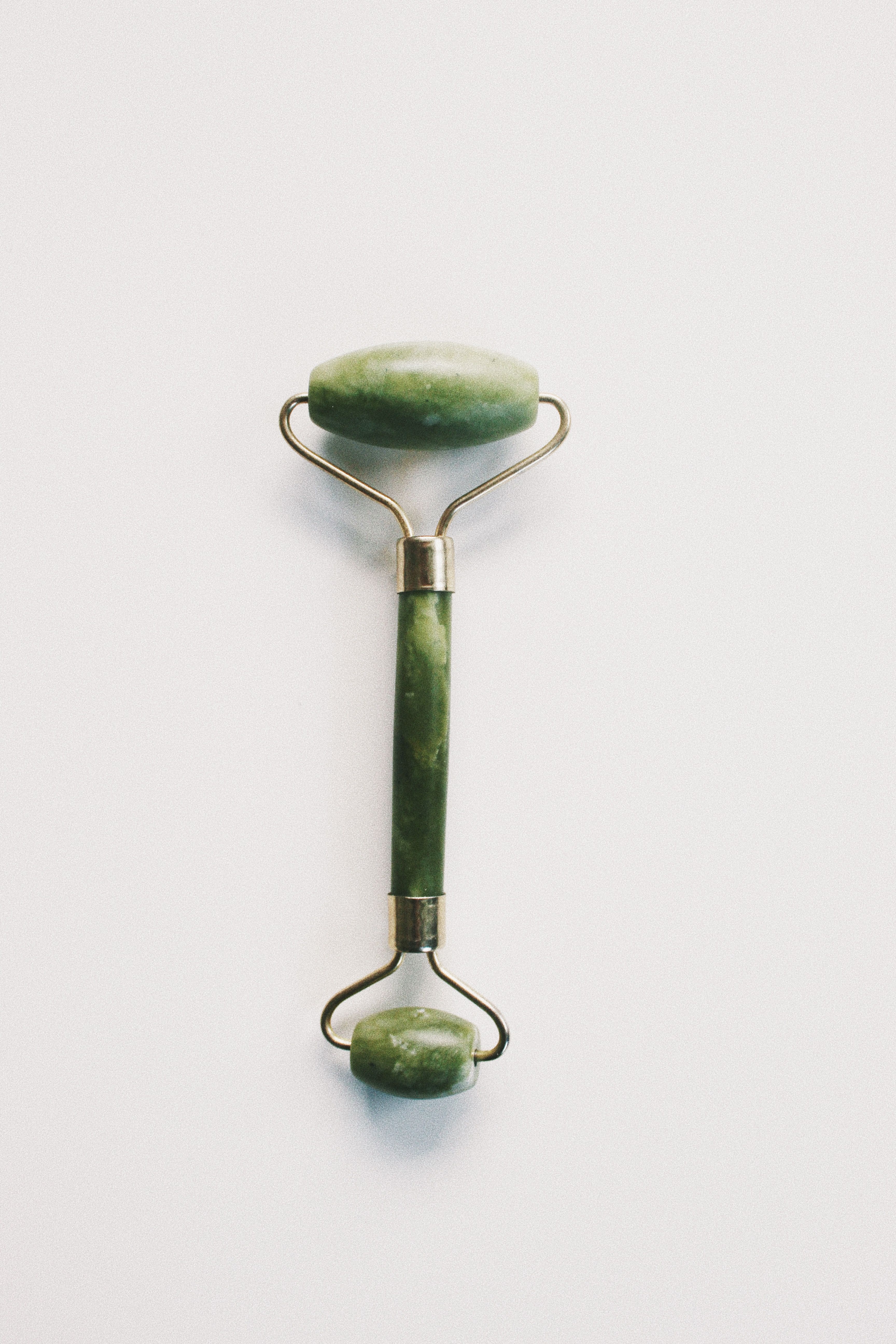 jade roller handle closeup